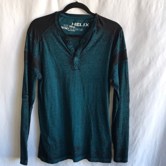 Helix Other - Helix teal lightweight henley burnout shirt, size S